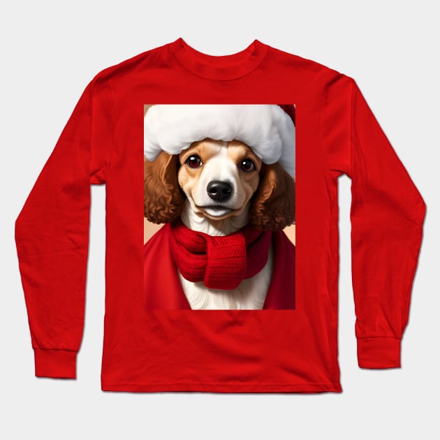 Lovely Christmas French Poodle Art Long Sleeve T-Shirt by colorful444